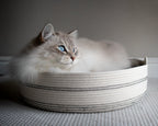 100% cotton rope cat bed by Nep + Plu in partnership with Mia Mélange. A modern cat bed for a stylish home.